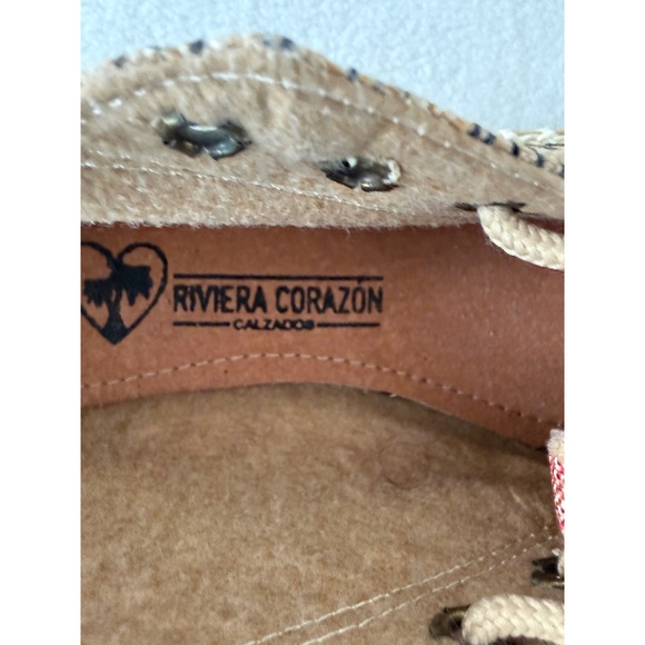 Riviera Corazon Lace Up  Platform Passport Stamp Pattern Espadrille, NWOT - Picture 8 of 8